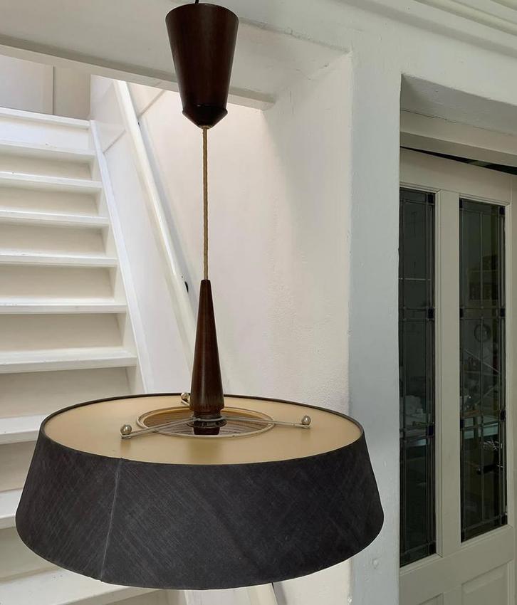 Temde Teak Hanglamp - Duits Design j50/60, Huis en Inrichting, Lampen | Hanglampen, Gebruikt, 50 tot 75 cm, Hout, Ophalen