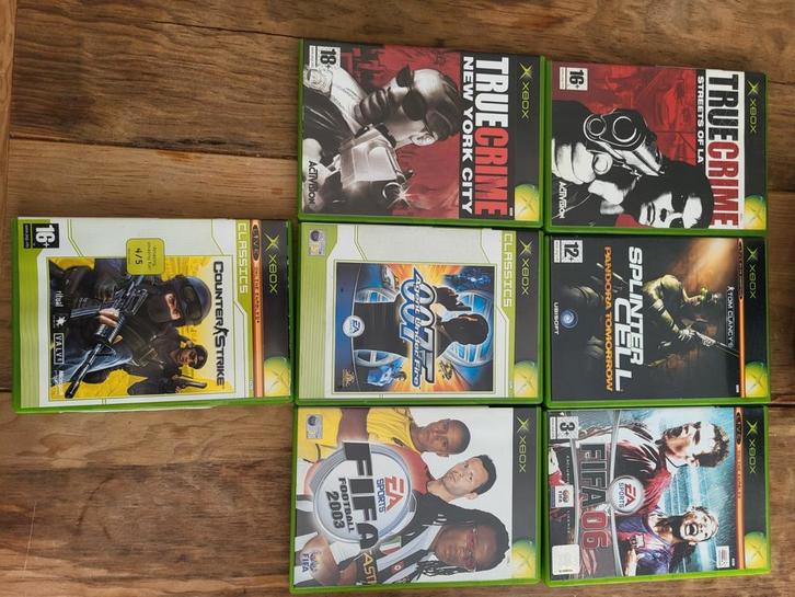 Xbox Games - True Crime, FIFA, Splinter Cell, Counter Strike, Spelcomputers en Games, Games | Xbox Original, Gebruikt, Sport, 3 spelers of meer
