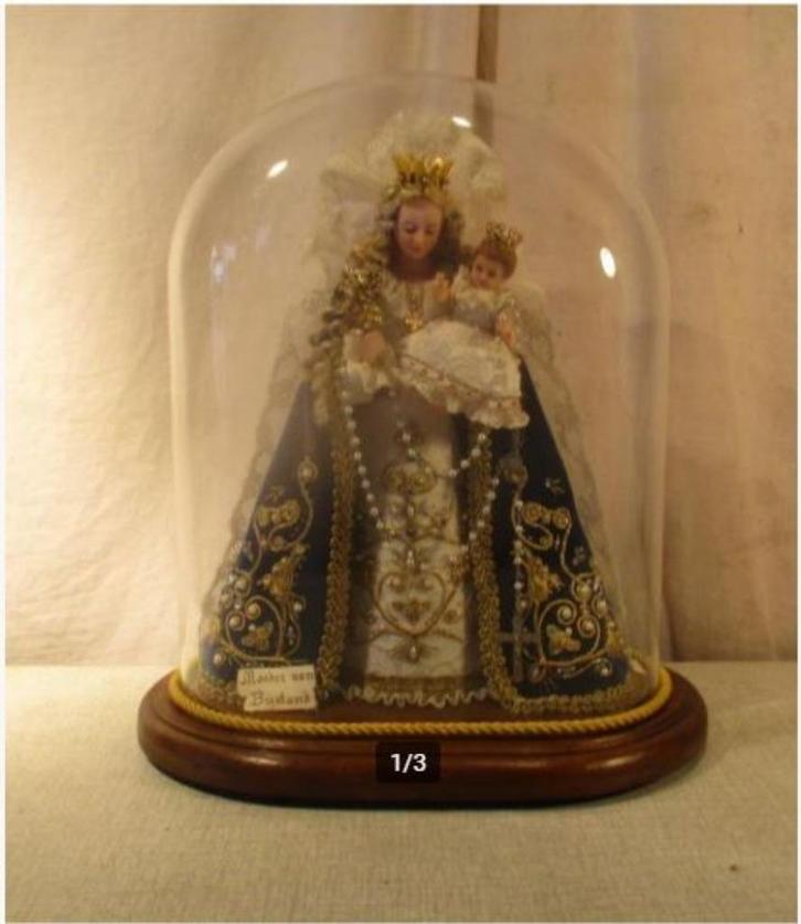 Prachtig Beeld - Maria en Jezus - Glazen Stolp - 30x20x27, Antiek en Kunst, Antiek | Religie, Ophalen of Verzenden