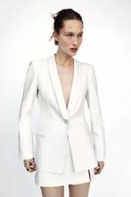 Getailleerde blazer met schoudervulling wit ecru Zara, Maat 38/40 (M), Verzenden, Nieuw, Jasje