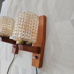 Set Vintage Wandlampen Deens design glas en teak, Ophalen of Verzenden, Zo goed als nieuw, X, Glas