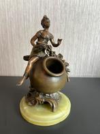 Antiek bronzen inktset met onyx voet, Ophalen of Verzenden