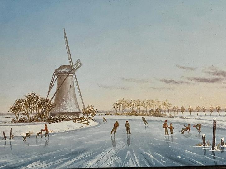 Ruud Verkerk, molen in een winters de Vlist, Antiek en Kunst, Kunst | Schilderijen | Klassiek, Ophalen