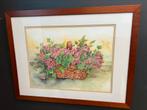 Mooie lijst hortensia’s aquarel 87cm x 67cm, Huis en Inrichting, Ophalen, 50 tot 75 cm, Zo goed als nieuw, Schilderij