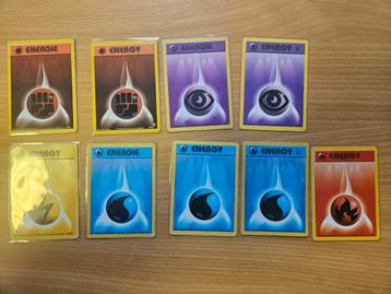 Set van 9 oude verschillende energy pokemon kaarten (base) beschikbaar voor biedingen