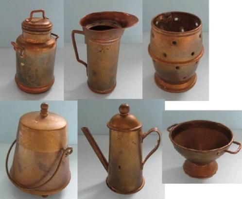 mooie set antieke koperen miniaturen, 6 stuks, Antiek en Kunst, Antiek | Koper en Brons, Koper, Ophalen of Verzenden