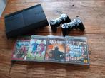 PS3 met 2 controllers en 4 games, Spelcomputers en Games, Spelcomputers | Sony PlayStation 3, Ophalen of Verzenden, Gebruikt, Met 2 controllers