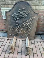 Vuurplaat met houtbloksteunen, Ophalen of Verzenden, Gebruikt, Vrijstaande haard