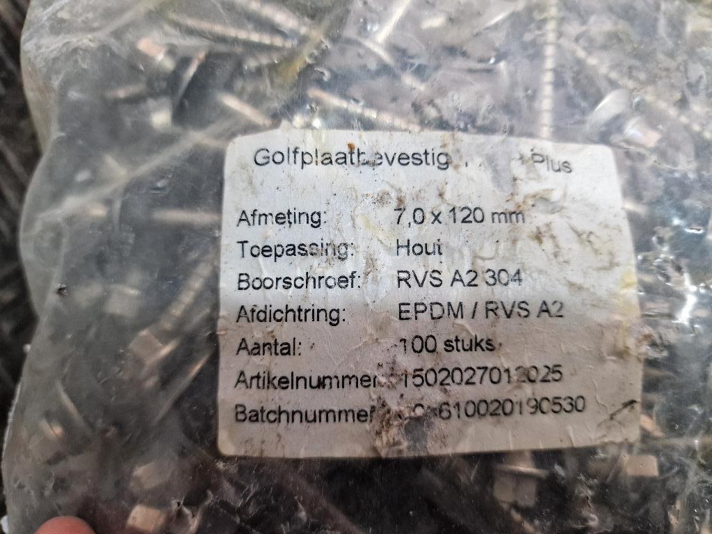 Golfplaat schroeven rvs, Schroeven, Nieuw, Ophalen of Verzenden, Minder dan 50 mm