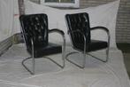2 Zwart Leren Gispen 412 GE Fauteuils Dutch Originals, Ophalen, Sales@dutchoriginals.com, 75 tot 100 cm, Dutch Originals