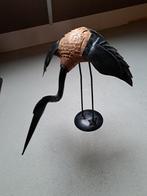 Metalen Vogel op Houten Romp - Decoratief Beeld, Ophalen of Verzenden, Zo goed als nieuw, Hout, Dierenbeeld