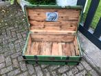 Vintage groene houten kist, Huis en Inrichting, Woonaccessoires | Kisten, Gebruikt, 50 tot 100 cm, 50 tot 75 cm, Ophalen of Verzenden