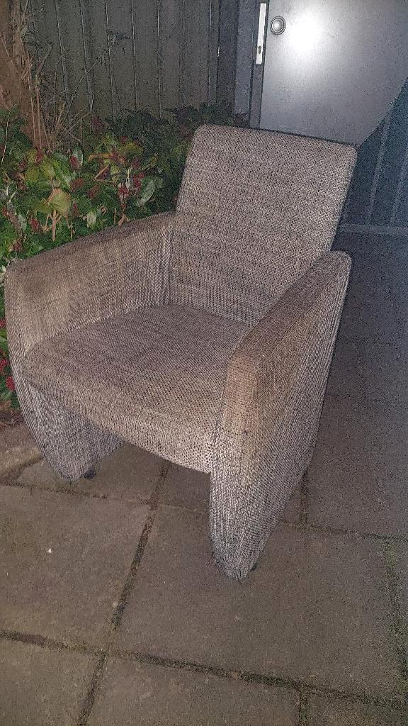 Gratis stoel op wielen, Huis en Inrichting, Stoelen, Gebruikt, Eén, Stof, Grijs, Ophalen