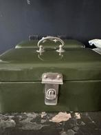 Twee emaille broodtrommeltjes dondergroen lunchdoosje, Ophalen of Verzenden