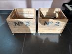 2 leuke houten kistjes met tekst No 2, Minder dan 50 cm, Minder dan 50 cm, Ophalen of Verzenden, Zo goed als nieuw