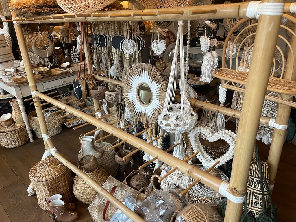 Bamboe Display Rek   170 br en hoog 150 cm, Gebruikt, Overige typen, Ribbonstore@gmail.com, Sint Annaland