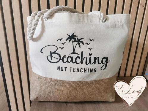 Bedankje juf meester, beaching not teaching strandtas, Sieraden, Tassen en Uiterlijk, Tassen | Damestassen, Nieuw, Ophalen of Verzenden