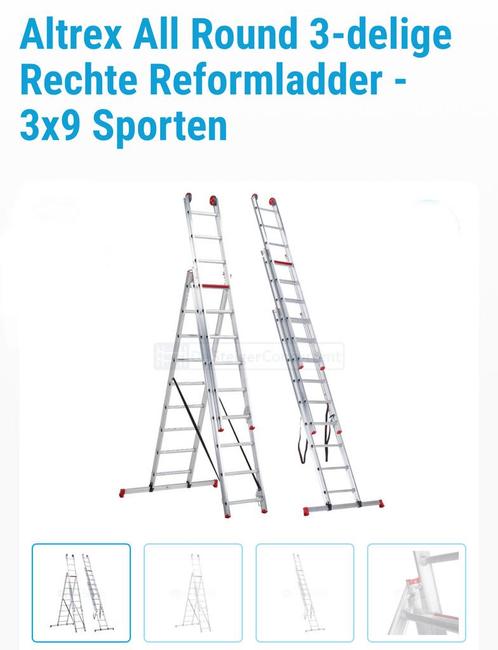 Altrex ladder 3x9 sporten, Doe-het-zelf en Verbouw, Ladders en Trappen, Gebruikt, Ladder, 4 meter of meer, Opvouwbaar of Inschuifbaar