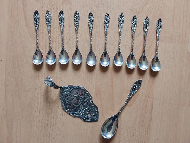 Zilveren Lepeltjes, Taartschep & Suikerschep - Gero 90, Antiek en Kunst, Antiek | Bestek, Ophalen of Verzenden