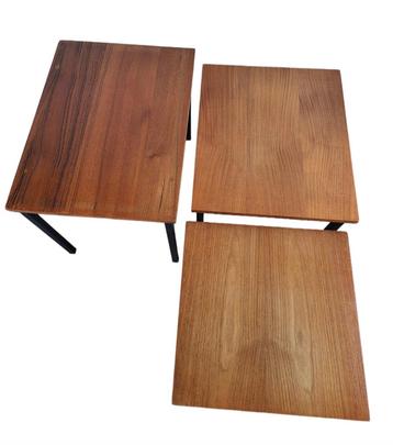 Set van drie bijzettafels, vintage, teak, Deens beschikbaar voor biedingen