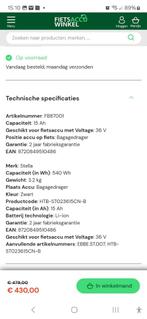Stella type 3 fietsaccu, Fietsen en Brommers, Ophalen of Verzenden, Nieuw