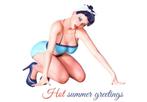 Hot Summer Greetings / mooie Pin-up kaart., Verzenden, 1980 tot heden, Ongelopen, Overige thema's