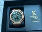 MSTR Horloge Meister Ambassador Rosé Goud/Groen - Bruin leer, Sieraden, Tassen en Uiterlijk, Horloges | Heren, Ophalen, Zo goed als nieuw