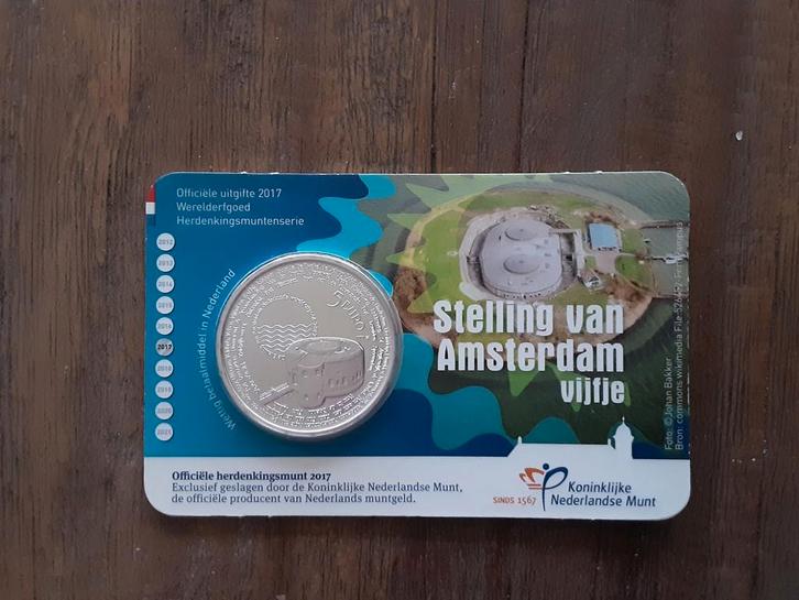 Amsterdam Vijfje 2017 Zwaar Verzilverd, Postzegels en Munten, Munten | Nederland, Losse munt, Euro's, Koning Willem III, Zilver