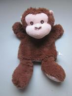 Nugar bruin superzacht pluche handpop aapje geborduurde ogen, Ophalen of Verzenden, Nieuw, Overige typen