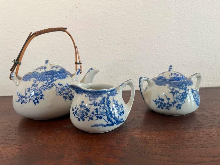 Vintage Blauw Wit Servies Set, Antiek en Kunst, Antiek | Servies compleet, Ophalen of Verzenden