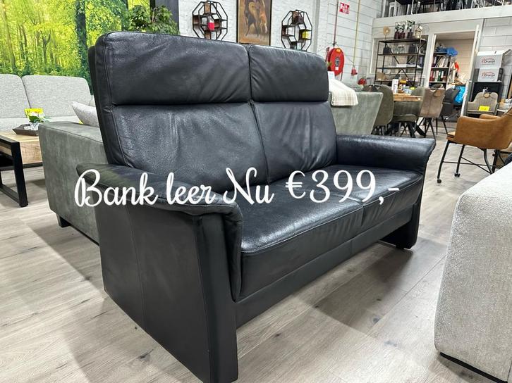 Leren bank €399, Huis en Inrichting, Banken | Complete zithoeken, Nieuw, Stof, Ophalen of Verzenden