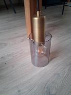Hanglamp Nordin  3 lampen messing met rook glas, Ophalen, Zo goed als nieuw, Glas
