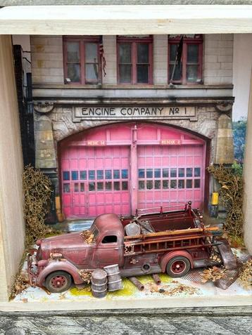 American la France brandweerwagen 1:43, diorama beschikbaar voor biedingen