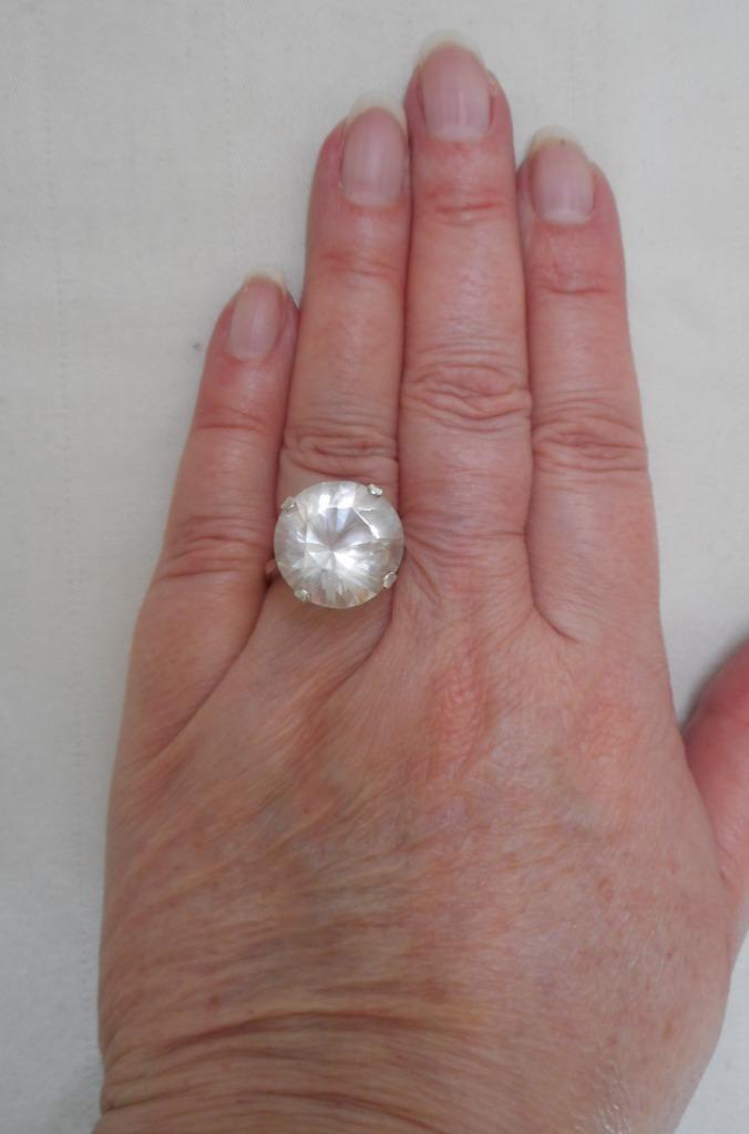 Zilveren vintage ring met grote steen maat 18 nr.751, Sieraden, Tassen en Uiterlijk, Ringen, Zo goed als nieuw, Dame, 18 tot 19