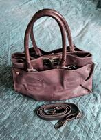 **Leren taupe handtas met schouderriem**, Sieraden, Tassen en Uiterlijk, Tassen | Damestassen, Ophalen of Verzenden, Gebruikt