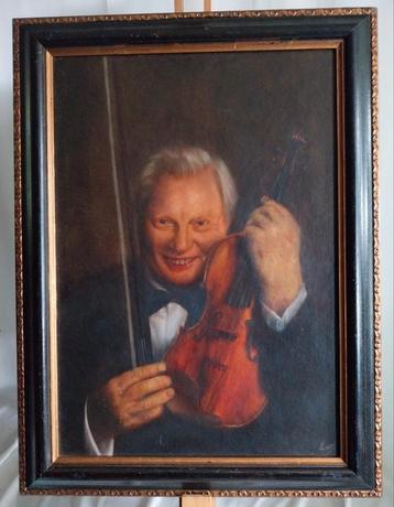 Isaac Stern - Olieverf op board - Gesigneerd - 1990 beschikbaar voor biedingen