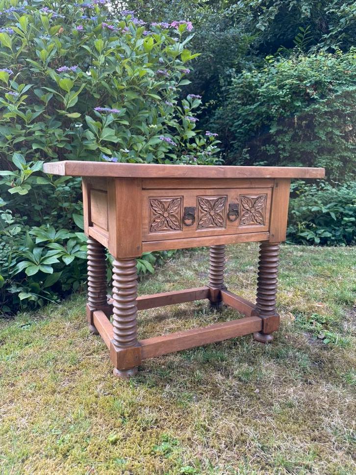 Bijzet / console tafel met lade Spaans massief hout, Antiek en Kunst, Antiek | Meubels | Tafels, Ophalen