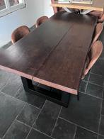 Eettafel met 4 stoelen - Industrieel, Huis en Inrichting, Tafels | Eettafels, Ophalen, Gebruikt, 50 tot 100 cm, Vijf personen of meer