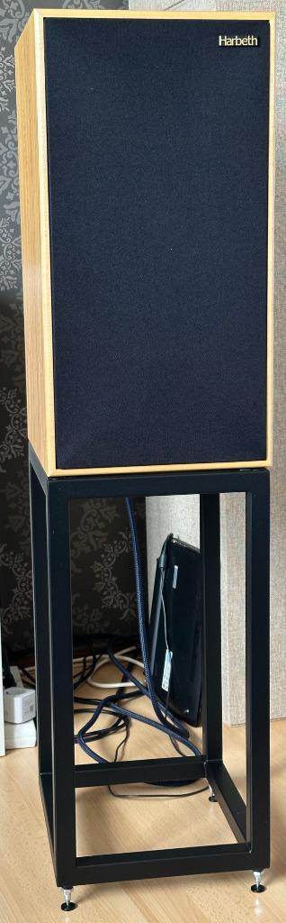 Harbeth Compact 7 ES3 Eucalyptus incl Custom Design stands, Audio, Tv en Foto, Luidsprekers, Zo goed als nieuw, Front, Rear of Stereo speakers
