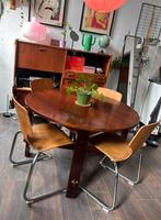 Massief eikenhouten ronde eettafel uitschuifbaar (Ø 120 cm), Huis en Inrichting, Tafels | Eettafels, Ophalen, Gebruikt, Koloniaal