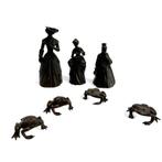 Drie bronzen tafelbellen en vier kikkers, Ophalen of Verzenden, Brons