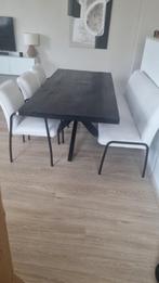 Eetbank en 3 stoelen, Huis en Inrichting, Stoelen, Ophalen, Drie, Wit, Zo goed als nieuw