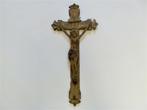 Houtgesneden kruisbeeld met corpus Jezus kruis ca. 1850 INRI, Antiek en Kunst, Antiek | Religie, Ophalen of Verzenden