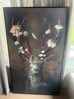 (Kerst) Schilderij Bloemenhert - 117x70 cm - Hout - REINDERS, Ophalen, Minder dan 50 cm, Zo goed als nieuw, Schilderij