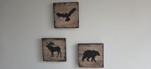 Set van 3 Wandpanelen Rustiek Hout Style, Huis en Inrichting, Woonaccessoires | Wanddecoraties, Zo goed als nieuw, Ophalen