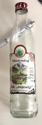 Uniek leeg flesje van Mauterndorf Zirbe “angesetzt” 35 cl, Verpakking, Ophalen of Verzenden, Zo goed als nieuw