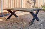 Houten Tuintafel met Metalen X Poten, Ophalen, Gebruikt, Rechthoekig, Hout