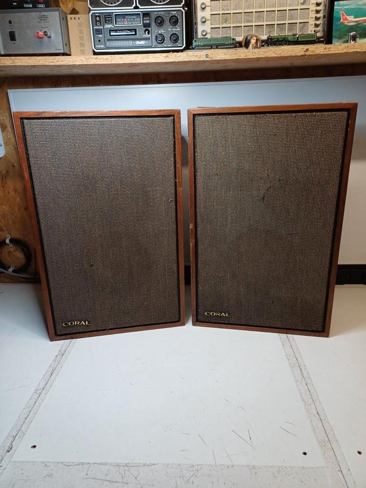 Coral Speakers - Eind jaren 70 - Opknapper / 381, Audio, Tv en Foto, Luidsprekers, Gebruikt, Front, Rear of Stereo speakers, Minder dan 60 watt