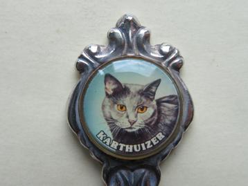 Verzilverd lepeltje Karthuizer poes / kat fotoplaatje beschikbaar voor biedingen