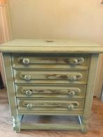 Zwaar Vintage Eikenhouten 4 ladenkastje., Huis en Inrichting, Kasten | Ladekasten, Ophalen, Gebruikt, Eikenhout, 50 tot 100 cm